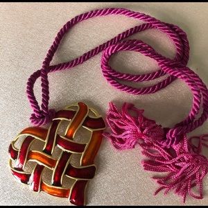 YSL Vintage Multi color enamel heart pendant